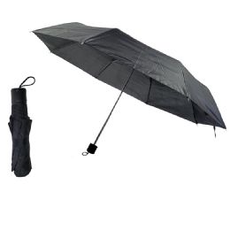 48 pieces Pride Umbrella 42in Three Fold Mini Black 12pc/pk - Umbrellas & Rain Gear