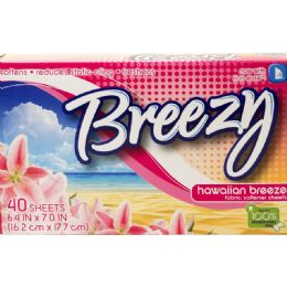 24 pieces Breezy Dryer Sheets 40 Ct Hawaiian Breeze - Cleaning Products