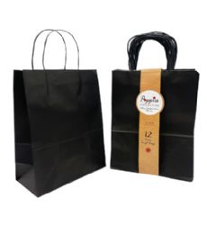 20 Pieces Large Black Kraft Bags With Band - Gift Bags Everyday