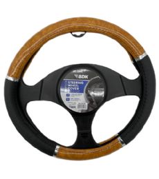 12 Pieces Steering Wheel Cover Blk Lt Wood Grain - Auto Accessories