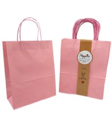 20 Pieces Large Light Pink Kraft Bag With Band - Gift Bags Everyday