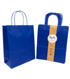20 Pieces Large Royal Blue Kraft Bag With Band - Gift Bags Everyday
