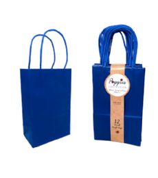 20 Pieces Small Royal Blue Kraft Bag With Band - Gift Bags Everyday