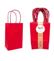 20 Pieces Small Red Kraft Bag With Band - Gift Bags Everyday
