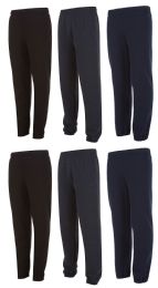 6 Wholesale Yacht & Smith Boys Fleece Jogger Pants Assorted Colors Size L