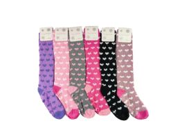 12 Pieces Woman Assorted Color Heart Fuzzy Sock - Womens Fuzzy Socks