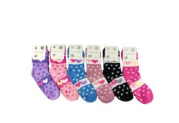 12 Pieces Woman Assorted Color Polka Dot With Heart Fuzzy Sock - Womens Fuzzy Socks