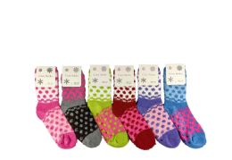 12 Pieces Woman Assorted Color Polka Dot Fuzzy Sock - Womens Fuzzy Socks