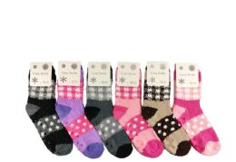 12 Pieces Woman Assorted Color Polka Dot Fuzzy Sock - Womens Fuzzy Socks