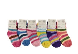 12 Pieces Kids Striped Fuzzy Sock - Womens Fuzzy Socks