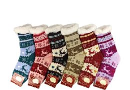 12 Pieces Womens Animal Printed Sock - Womens Sherpa Socks