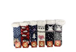 12 Pieces Woman Sock Slippers Assorted Design - Women's Slippers