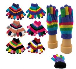 24 of Kids Colorful Striped Winter Gloves