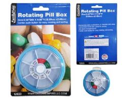 96 Pieces Rotating Pill Box In Blue/clear - Pill Boxes and Accesories