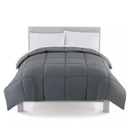 6 Pieces 86x86 1 Solid Comforter Queen Size Solid Grey - Comforters & Bed Sets