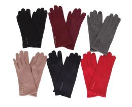 36 Pairs Ladies Cotton Glove With Button - Leather Gloves