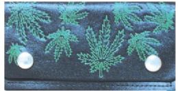 12 Pieces Marijuana Leaves Pattern Leather Bi Fold Wallet - Leather Wallets