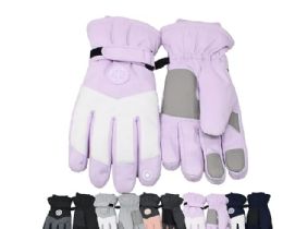 12 Pieces Women's Winter Gloves Heavy Duty Adjustable Strap - Ski Gloves