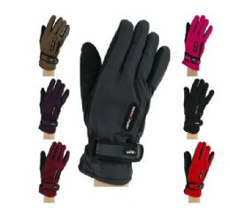 12 of Women's Ski Gloves Adjustable Strap Fur Lining