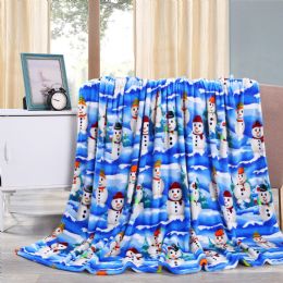 12 Pieces Snowman Holiday Throw Design Micro Plush Throw Blanket 50x60 Multicolor - Micro Plush Blankets