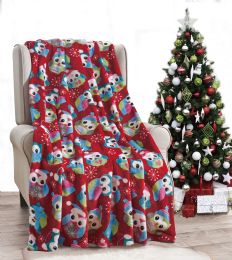 12 Pieces Owl Throw Holiday Throw Design Micro Plush Throw Blanket 50x60 Multicolor - Micro Plush Blankets