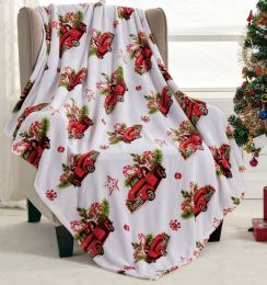 12 Pieces Rustic Pickup Truck Holiday Throw Design Micro Plush Throw Blanket 50x60 Multicolor - Micro Plush Blankets