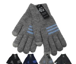 12 Pieces Men's Winter Fleece Gloves Touch Screen - Knitted Stretch Gloves