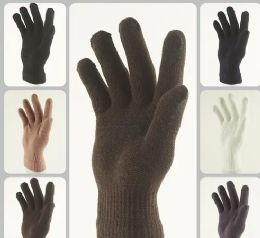 12 Pieces Men's Winter Acrylic Gloves Thin Material - Knitted Stretch Gloves