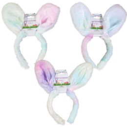 24 pieces Bunny Ear Headband Super Soft Plush Pastel TiE-Dye Look   Easter Header Card - Costumes & Accessories