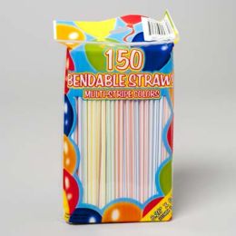 72 of Straws W/stripes 150ct Flexprntd Opp Bag 0.38g/pc