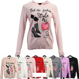 24 of Winter Knitted Hoodie Cashmere Style Print