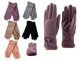 24 Pairs Womens Fuzzy Interior Touchscreen Winter Gloves In Assorted Color - Fuzzy Gloves