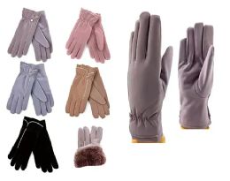 24 Pairs Womens Fuzzy Interior Touchscreen Winter Gloves In Assorted Color - Fuzzy Gloves