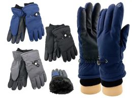 24 Pairs Men's Assorted Fuzzy Interior Gripper Winter Gloves - Fuzzy Gloves