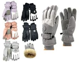 24 Pairs Women's Assorted Fuzzy Interior Gripper Winter Gloves - Fuzzy Gloves