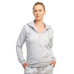 24 Pieces Sofra Ladies Fleece Hoodie Jacket - Womens Sweaters & Cardigan
