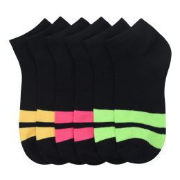 216 of Girls Neon Stripe Casual Spandex Ankle Socks Size 6-8