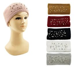 24 of Womens Knit Headband With Pearls