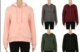 24 Pieces Women's Fleece Lined Hooded Sweatshirt - Womens Sweaters & Cardigan