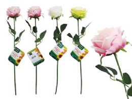 48 Pieces Pack Of Plastic Rose Flowers In 4 Assorted Colors - Artificial Flowers