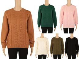24 Pieces Women's Textured Sweater Assorted Colors - Womens Sweaters & Cardigan