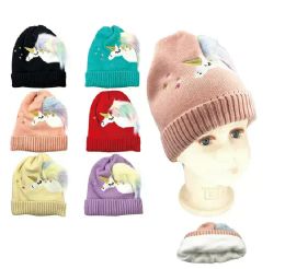 24 Pairs Kids Winter Unicorn Beanie Fuzzy Interior - Junior / Kids Winter Hats