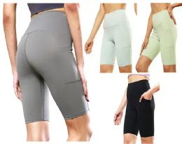 36 Pairs Womens Assorted Yoga Shorts With Pockets - Womens Shorts
