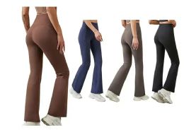 36 Wholesale Womens High Waist Flare Leg Assorted Yoga Pants