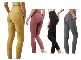36 Wholesale Womens High Waist Assorted Yoga Pants With Pockets
