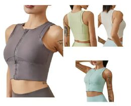 36 of Womens Assorted Sleeveless Zip Up Workout Yoga Tank Top