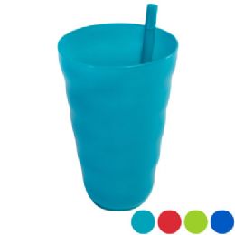 36 pieces Tumbler 2pk W/built In Straw Plastic 20oz 2ast Clr Combos Netbag /ht 3.6 Dia X 5.5in H - Drinking Water Bottle
