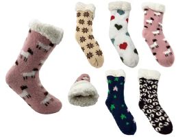 36 of Assorted Slipper Sock Fuzzy Lined Interior