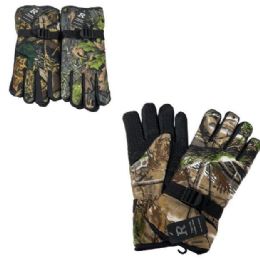 36 Pieces Men's FleecE-Lined Snow Gloves [camo] Grip Palm - Fleece Gloves