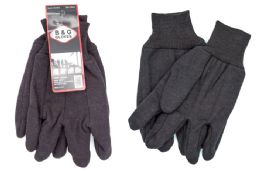 12 Pairs Brown Jersey Gloves With Lining (elastic Cuff) - Working Gloves